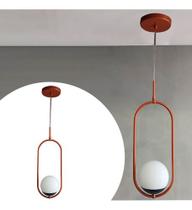 Lustre Luminaria De Teto Pendente Oval Jabuticaba Com Vidro Globo Fosco Bivolt