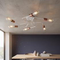 Lustre Luminária de Teto Plafon Sputnik 6 Braços S Pendente Moderno Hotel Pousada Casa Apartamento BRANCO e ROSE