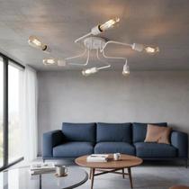 Lustre Luminária de Teto Plafon Sputnik 6 Braços S Pendente Moderno Hotel Pousada Casa Apartamento BRANCO