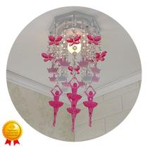 Lustre Luminária Decoração Tema Infantil Quarto de Menina Bailarinas Rosa 17x35cm