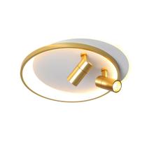 Lustre Luminária Fixo Teto 2 Aneis De Led Dourado Redondo