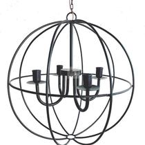 - lustre luminária globo ferro de teto preto rústico decoração 4 lâmpadas artesanal sala de estar decoração