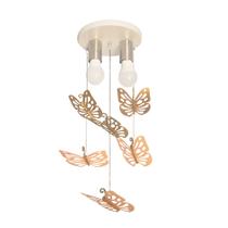 Lustre Luminária Infantil Borboletas Bronze E Rosa 20x47