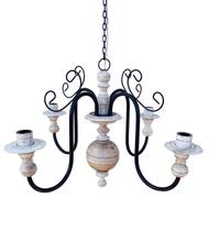 lustre luminária madeira torneada branca e ferro de teto rústico decoração 4 lâmpadas artesanal sala de jantar casa pé direito cozinha