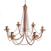lustre luminária ouro rose folg ferro de teto rústico arabescos decoração 6 lâmpadas artesanal sala de jantar casa pé direito cozinha