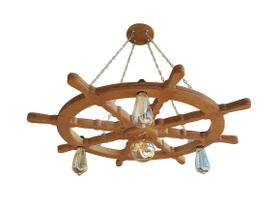 Lustre Luminária Pendente 85cm Leme De Navio Rústico 4B