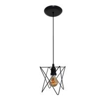 Lustre Luminária Pendente Aramado Modelo Estrela - Preto