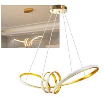 Lustre Luminaria Pendente Arco Aneis Infinito LED 3 em 1 Decorativa Luxo Moderno Sala Quarto Residencial Comercial Ambiente Lustre Luminaria Pendente Arco Aneis Infinito LED 3 em 1 Decorativa Luxo Moderno Sala Quarto Residencial Comercial Ambiente