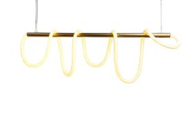 Lustre Luminária Pendente Corda 95cm Dourado 60w 3.000K Bivolt - Com Led
