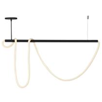 Lustre Luminaria Pendente Corda 95cm Preto 60w 3.000K Bivolt Com Led