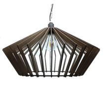 Lustre Luminária Pendente de Madeira MDF Mod. China Tabaco Lustre Luminária Pendente de Madeira MDF Mod. China Tabaco