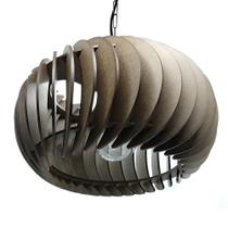 Lustre Luminária Pendente de Madeira MDF Mod. Sophia Pq Inclinado Tabaco