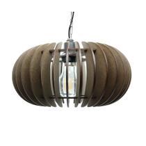 Lustre Luminária Pendente de Madeira MDF Mod. Sophia Pq Reto Tabaco