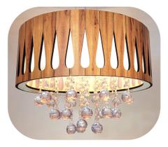 Lustre Luminária Pendente De Madeira Modelo Cedro E27 - Vektor Iluminação