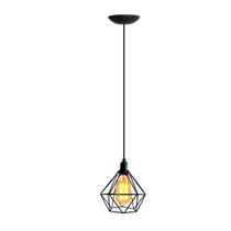 Lustre luminária pendente diamante retro preto + lâmp. st64