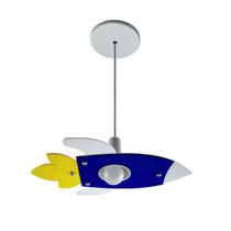 Lustre Luminária Pendente Infantil Foguete Avião Quarto Menino Criança Bebê Céu Bivolt E27
