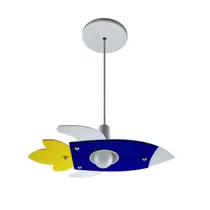 Lustre Luminária Pendente Infantil Foguete Avião Quarto Menino Criança Bebê Céu Nuvem Jato P LED E27
