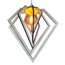 Lustre Luminária Pendente Madeira Sala Quarto Cozinha Balcão Diamante Branco Lustre Luminária Pendente Madeira Sala Quarto Cozinha Balcão Diamante Branco