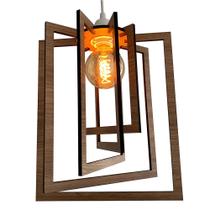 Lustre Luminária Pendente Madeira Sala Quarto Cozinha Balcão Retangular Carvalho