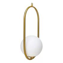 Lustre luminaria pendente oval globo dourado