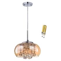 Lustre Luminaria Pendente Soho Cristal Legítimo K9 e Vidro Âmbar 22cm com Lâmpada Led
