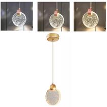 Lustre Luminaria Pendente Teto Lua De Cristal Com Bolhas Iluminaçao Led Decoraçao Cozinha Quarto Sala Estar Casa Ambiente Interno