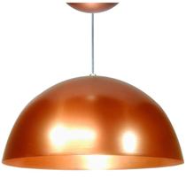 Lustre Luminária Pendente Utron Alumínio Meia Lua 43Cm Cobre