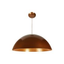 Lustre Luminária Pendente Utron Alumínio Meia Lua 43cm Cobre