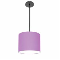 Lustre Luminária Pendente Vivare Free Lux PE-4106PR Cúpula em Tecido 20x25cm