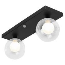 Lustre Luminária Retangular Duplo Preto Harmony Bolinha