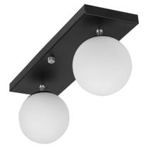 Lustre Luminária Retangular Duplo Preto Orby Bolinha