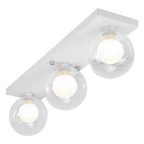 Lustre Luminária Retangular Triplo Branco Harmony Bolinha