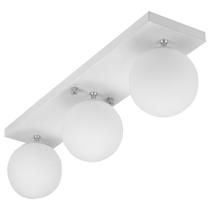 Lustre Luminária Retangular Triplo Branco Orby Bolinha Lustre Luminária Retangular Triplo Branco Orby Bolinha