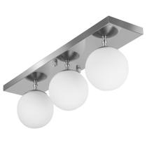 Lustre Luminária Retangular Triplo Escovado Orby Bolinha Lustre Luminária Retangular Triplo Escovado Orby Bolinha