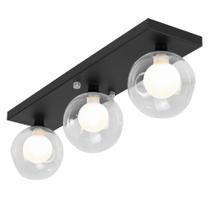 Lustre Luminária Retangular Triplo Preto Harmony Bolinha