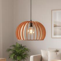 Lustre Luminária Teto Grande Pendente Bola De Madeira Decoração Sala De Jantar Cozinha Quarto