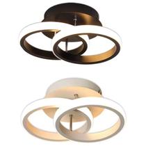 Lustre Luminaria Teto Led 3 Cores Redondo 25X10X19Cm- Branco