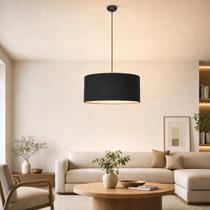 Lustre Luxo Pendente Grande Design Contemporâneo para Sala e Jantar Cúpula Tecido E27 Bivolt Lustre Luxo Pendente Grande Design Contemporâneo para Sala e Jantar Cúpula Tecido E27 Bivolt