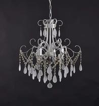 Lustre Malipiero Chic em Metal Branco com Ouro Jateado com Cristais Fosco Tupiara