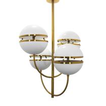 Lustre Metal Dourado 04 globos Acabamento Moderno