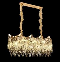 Lustre Metal Dourado Pendente Duplo Pingentes Cristal Alto P Lustre Metal Dourado Pendente Duplo Pingentes Cristal Alto P