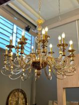 Lustre Metal E Cristal Classico 18 Braços Fino Acabamento