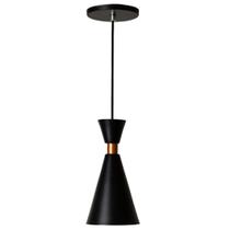 Lustre Mini Pequim Pendente Cone 24cm Preto Com Cobre