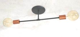 Lustre Moderno Clean Sputinik P/ 2 Lamp. Preto/Cobre