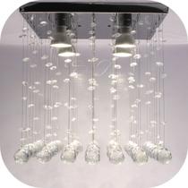 Lustre Moderno Com Cristais k9 De 30mm Base De Inox 30x30cm