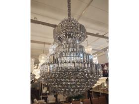 Lustre Moderno Cromado Rico Pingentes Cristais Formosa