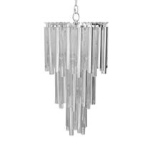 Lustre Moderno Metal Prata Pingentes Cristais Imponentes