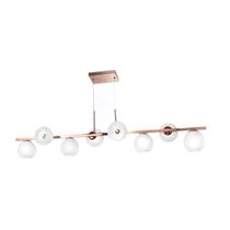 Lustre Moderno para Sala Cor Cobre com 8 Globos Branco Vazado