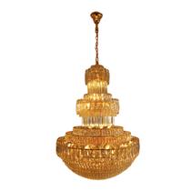 Lustre Montserrat Dourado Com Cristal Trânsparente 110CM 40 Lâmpadas E14 Eletrorastro