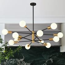 Lustre MQMQA Sputnik de 12 Lâmpadas 84cm Preto e Dourado Lustre MQMQA Sputnik de 12 Lâmpadas 84cm Preto e Dourado